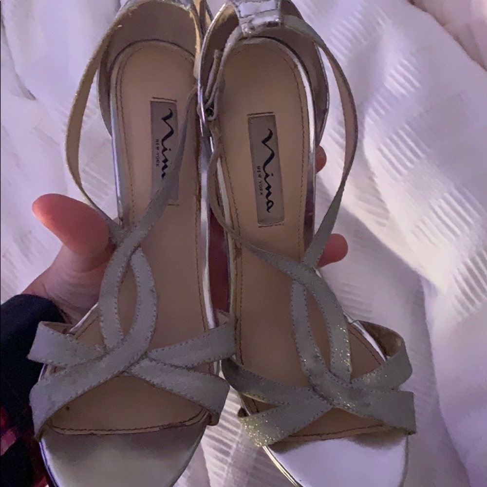 Silver Nina heels